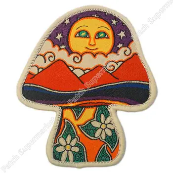 

3.5" Retro Vintage Dan Morris Sun Moon Mushroom Hippie Logo Music Band Woven IRON ON Patch Rock Punk Heavy Metal gift