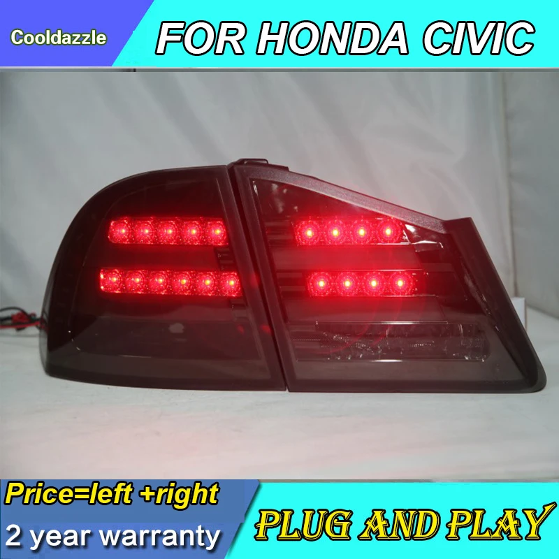 Для HONDA Для Civic светодиодный задний фонарь 2006 2007 2008 2009 2010 Год Дым черный Задний фонарь в сборе