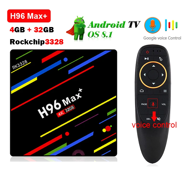 

H96 Max Plus Smart TV BOX Android 8.1 4GB+32GB Rockchip 3328 Quad Core 2.4G WIFI USB 3.0 HD 4K Media Player H96 Pro Set Top BOX