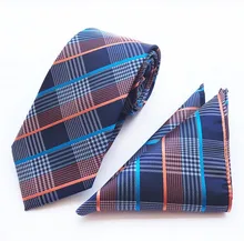 8cm tie set check floral men’s necktie for men plaid handkerchief neck tie set business neckwear ascot shirt accessories
