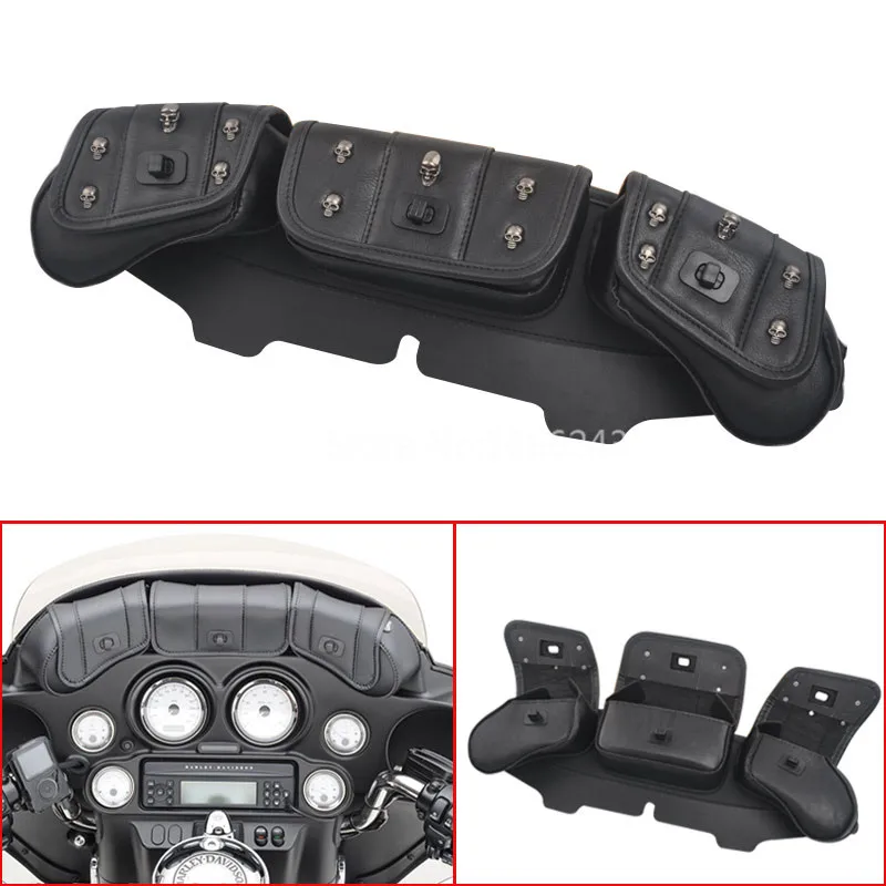 

3-Pouch Batwing Fairing Bag Windshield Saddlebag Fit For Harley Touring 1996-2013