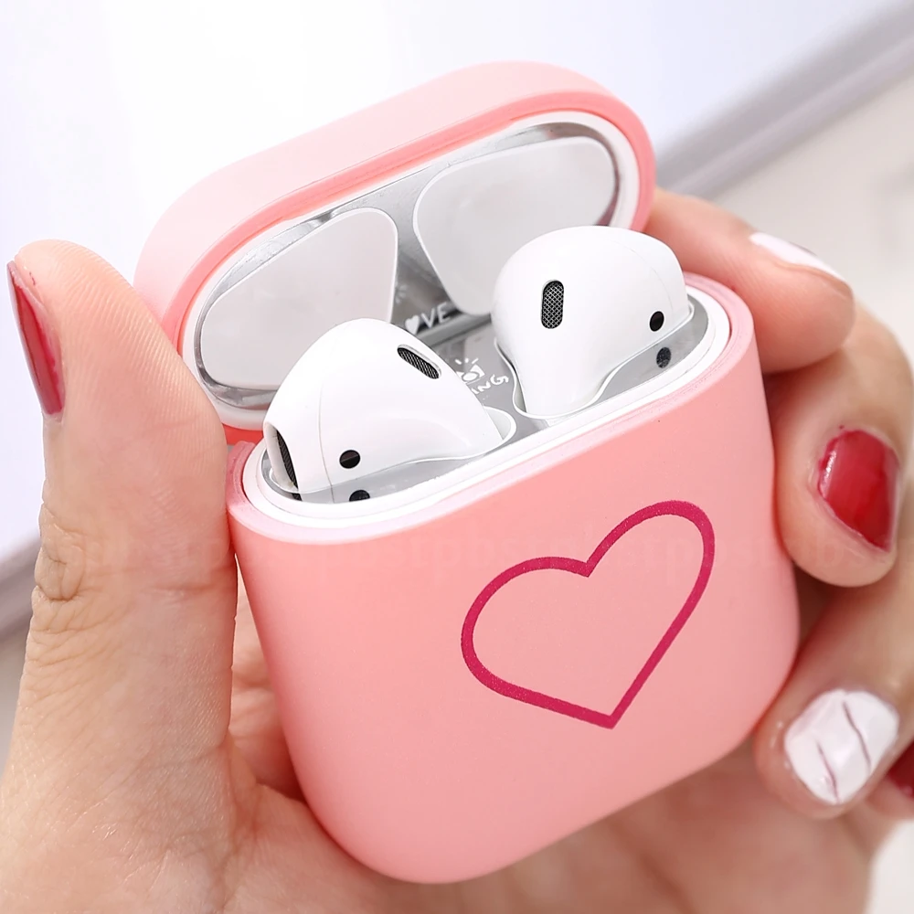 Чехол для Airpods 2 1 Love Heart PC, беспроводные наушники с Bluetooth, защитный чехол для Apple Airpods Air pod, зарядная коробка, милый чехол