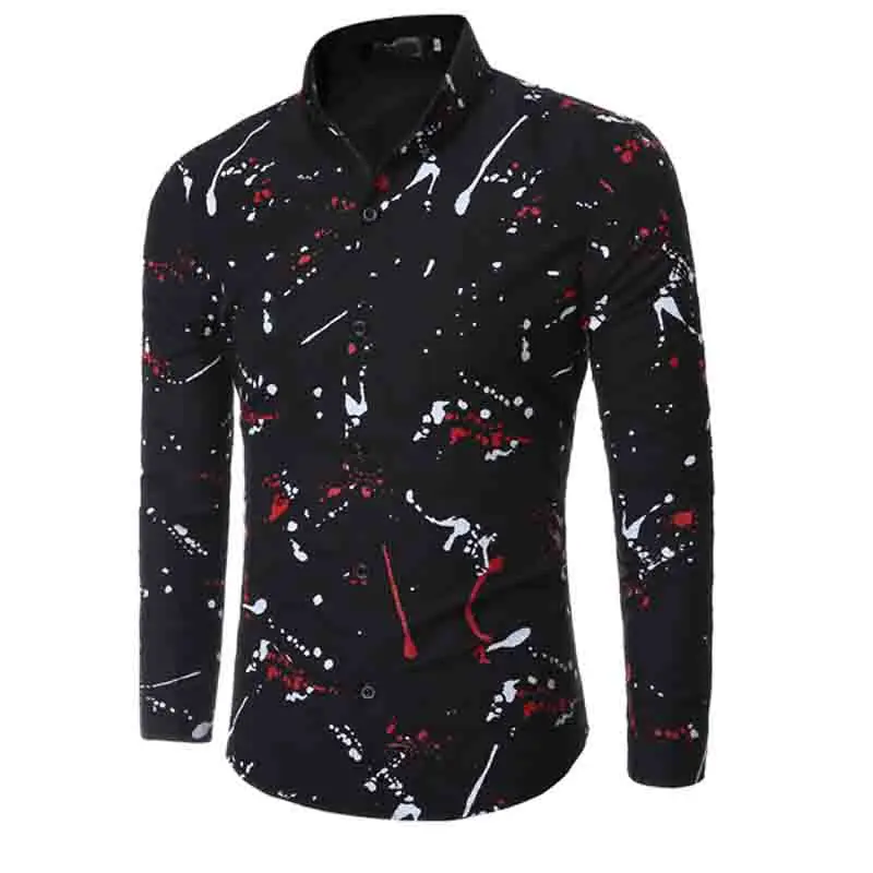 

Fashion 2017 Spring men long sleeve shirt business camisa masculina printing leisure men's shirt Young white men's dress shirts