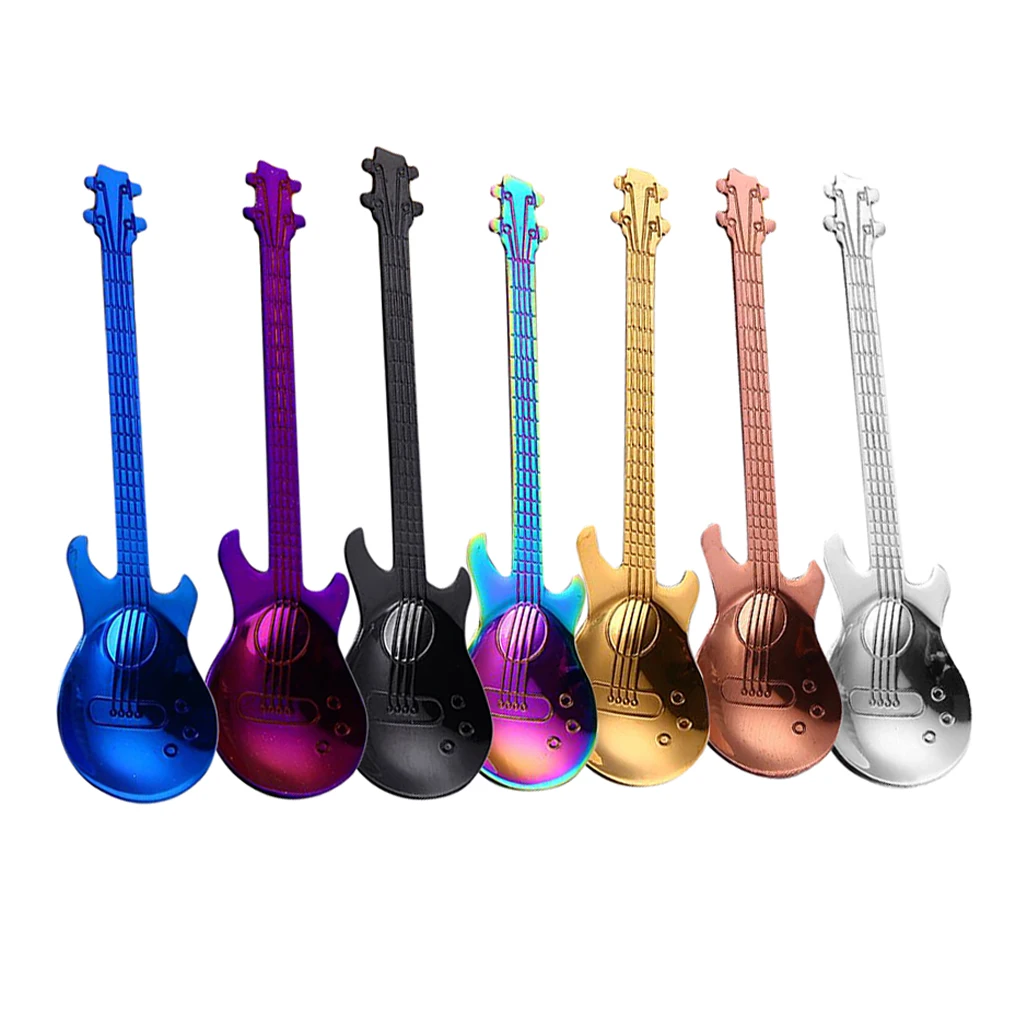 Stainless Steel Guitar Mixing Scoop Cocktail Stirring Spoon Bar Mixing Utensil Barware for mixing malts shakes juice coffee