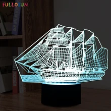 Интересный 3D светодиодный Sailboat форма лампы светодиод USB мощность настольная лампа изменение света как лампа комнаты