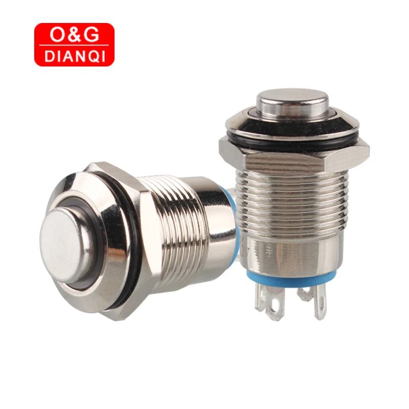 

2pcs/lot 12mm High Head Ring Led Metal Push Button Switch 220V Waterproof Momentary Illuminated Button Switch with Free Wires