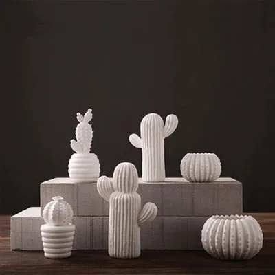 

handmade creative ceramic white cactus ornaments living room furnishings modern minimalist ceramic ornaments home decorations