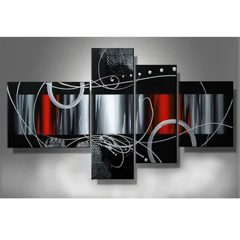 Cheap Newest 4 Plane Abstract Wall Art Canvas Painting 100% Hand Painted Oil Paintings Home Living Room Home Decoration Unframed