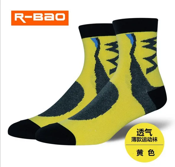 Носки для велоспорта(4 пар/лот) R-BAO/RB7701 теплые хлопковые мужские спортивные носки для занятий на открытом воздухе альпинистские носки - Цвет: Цвет: желтый