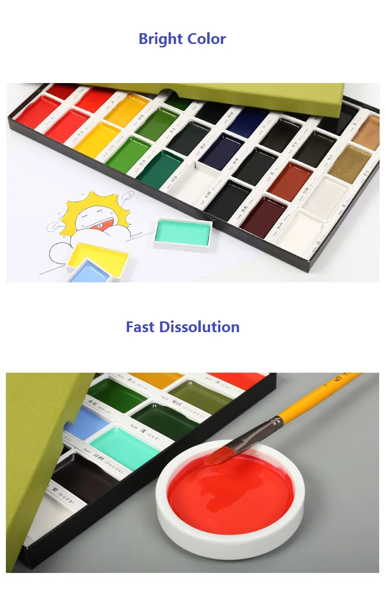 Kuretake solid watercolor paint 12/18/24/36 colors pigment art supplies
