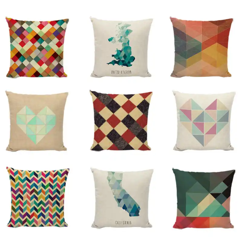 Colorful Geometric Throw Cushion Cover Modern Style Paint