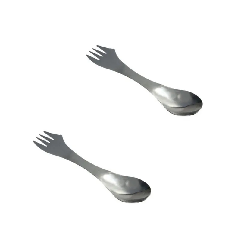 

2 Pc 3 in 1 Titanium Fork Spoon Spork Cutlery Utensil Combo Kitchen Outdoor Picn Dropshipping May05