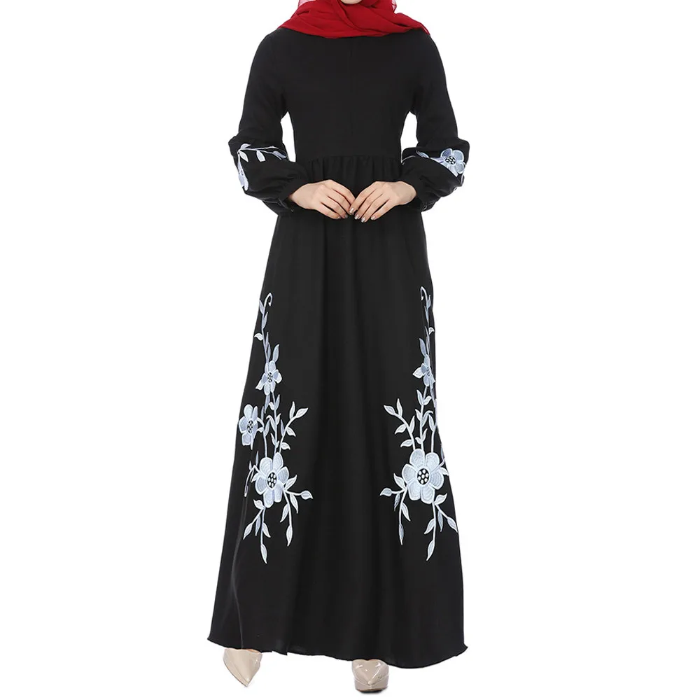 Одежда мусульманская абайя для женщин Кафтан платье Свободные шифон печати абайя исламский турецкий длинные платья Повседневное Муслима абаи Дубай