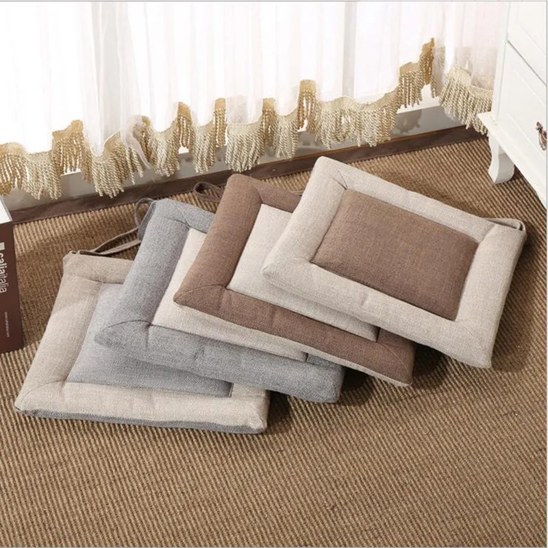 

Japan Style Linen 2 Colors Splice Square Chair Cushion TaTaMi/ Floor/Yoga /Bay-window Seat Cushion 40/45/50cm