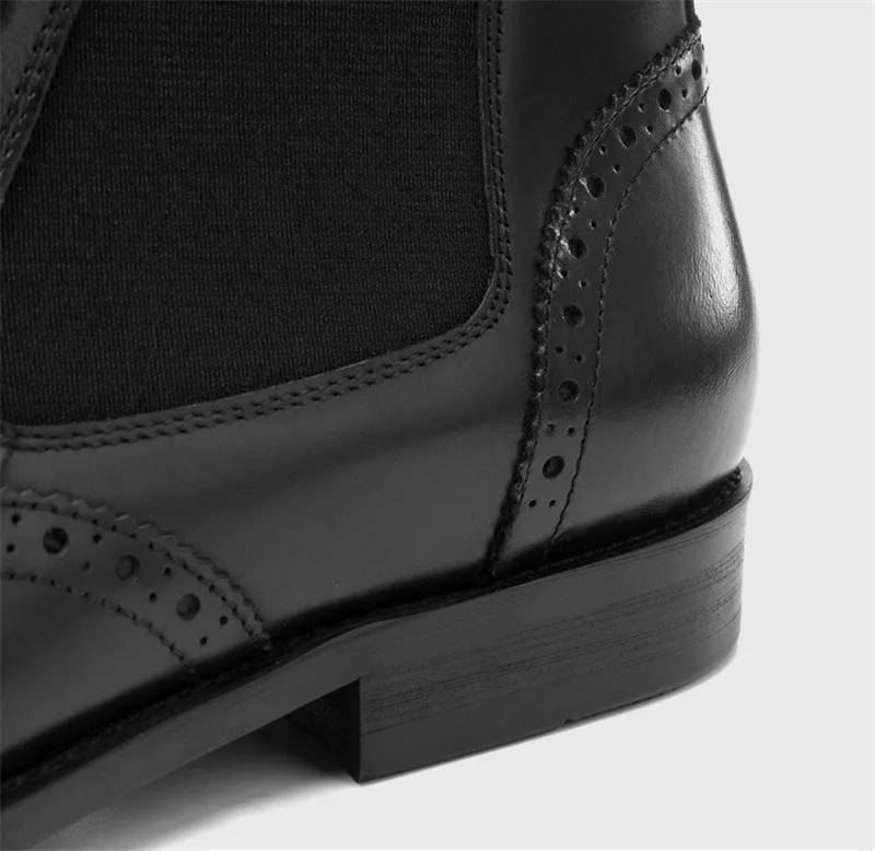Модные черные/коричневые ботинки челси мужские ботильоны из натуральной кожи Кожаные модельные туфли Сапоги социальные обувь Мужская обувь в деловом стиле