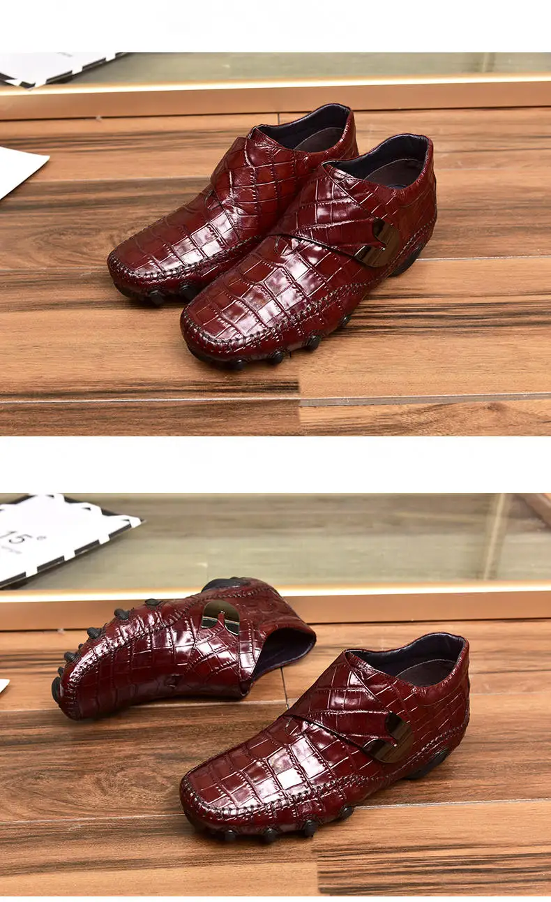 Модные мокасины с крокодиловым принтом; мужская повседневная обувь с осьминогом; оксфорды из натуральной кожи на липучке; Мужская обувь для отдыха в деловом стиле