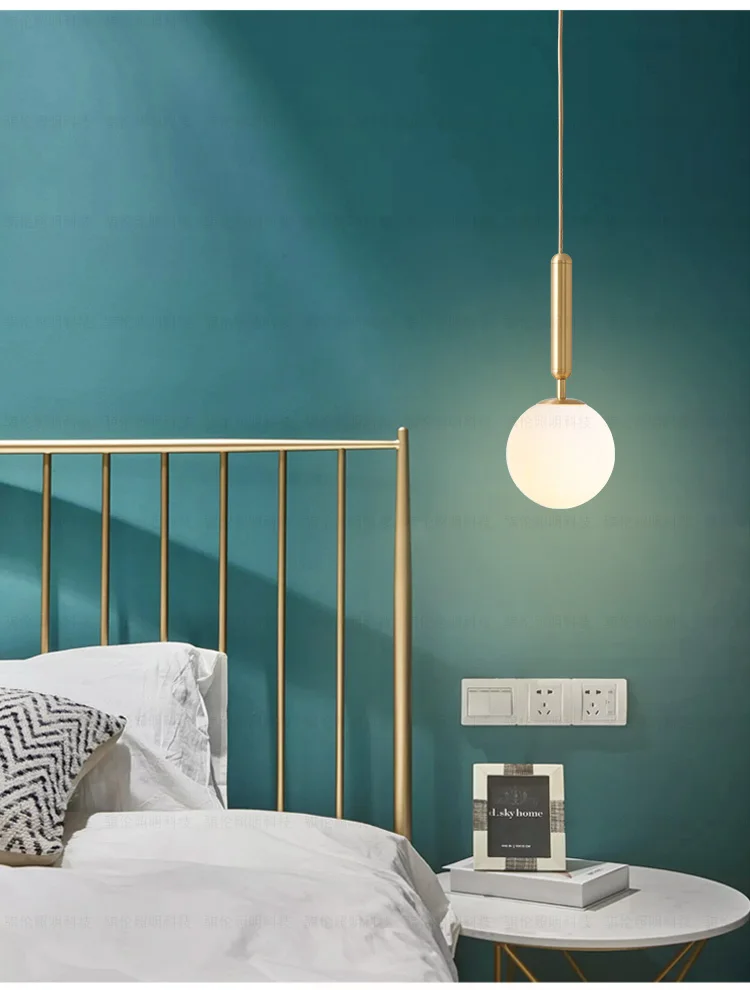 LukLoy Nordic Brass Aluminum Modern Pendant Light Loft Hanging Lamps Bedside Hanging Lamp Kitchen Suspension Pendant Lamps