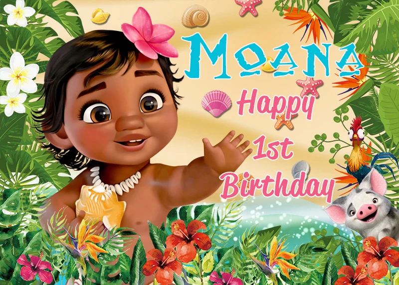 Sensfun Моана тропический цветок фон для детей счастливыми 1st День рождения новорожденных Baby Shower Фоны для фотостудии