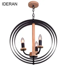 IDERAN wooden Chandeliers lights Loft Corridor Restaurant E27 LED Ceiling Lamp Hanging Light Bedroom Decor Droplight Cafe