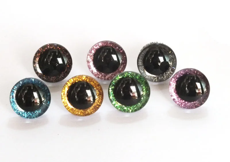 30pcs/lot 18mm/20mm Plastic Clear Toy Eyes + Glitter Nonwovens + Hard Washer For Plush Animal Doll