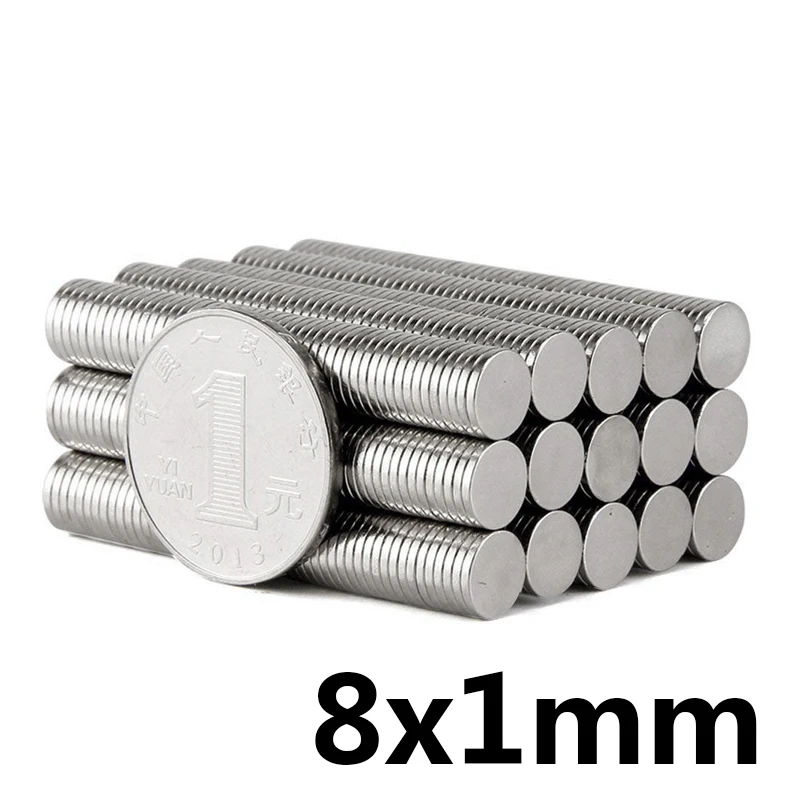 

50pcs neodymium 8x1 mm Disc Rare Earth Neodymium magnet 8*1 mm Super Strong Magnets 8mmx1mm N35 magnetic
