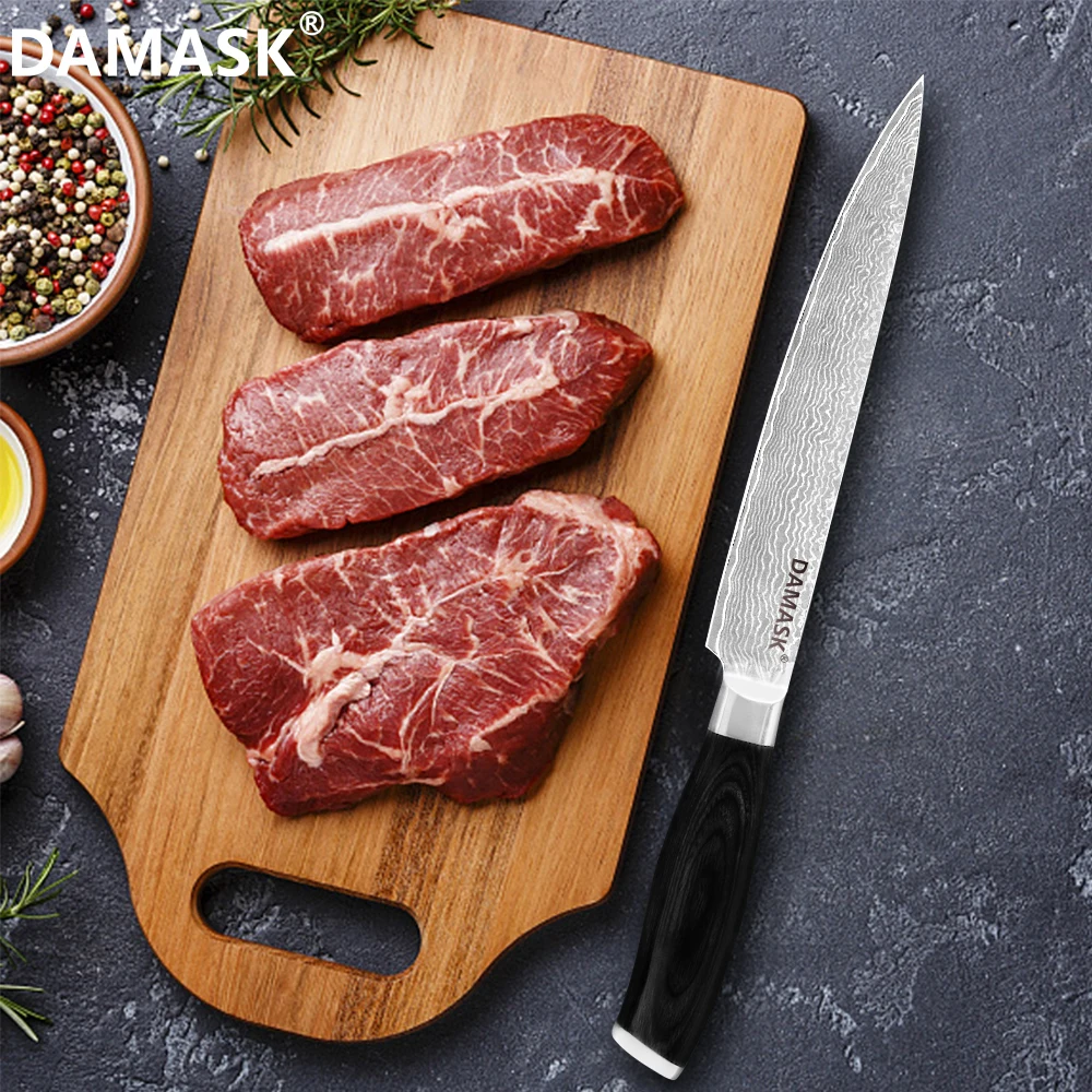 Дамасский кухонный нож DAMASK ножи шеф повара из Японии 8 дюймов нарезка 7 Santoku 5