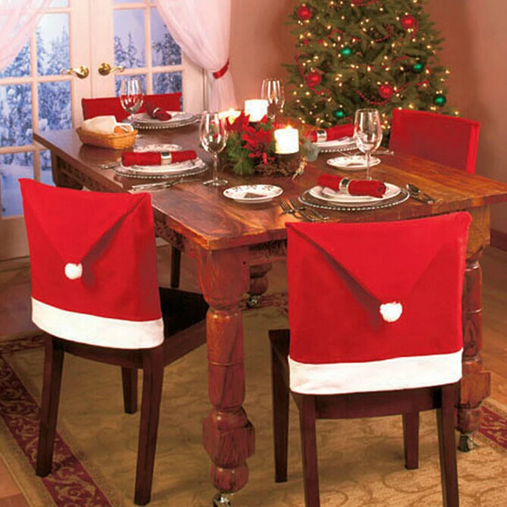 4Pcs Christmas Chair Cover Dining Christmas Decorations For Home Santa