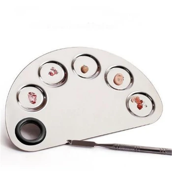 

1Set Stainless Steel Makeup Mixer Nail Polish Mixing Plate Foundation Eyeshadow Mixing Palette / Spatula Various Shape Nail Tool