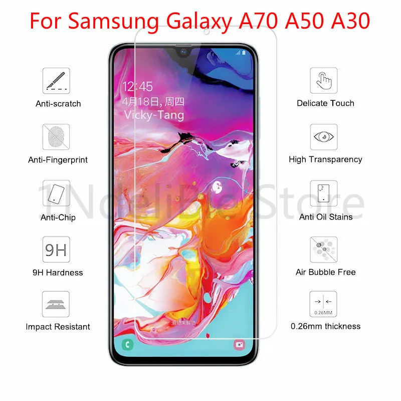 Закаленное стекло для Samsung Galaxy A50 A70 A40 A30 A20 A10 9H Защитная пленка экрана A520 A7 A8