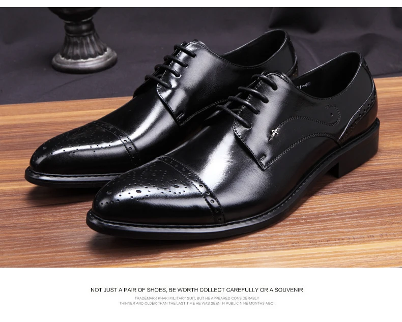Casual Men's Full Grain Leather Oxfords Shoes Handmade Business Leisure Lace Up Wedding Dress Shoes Party Brogues Shoes For Men (3)