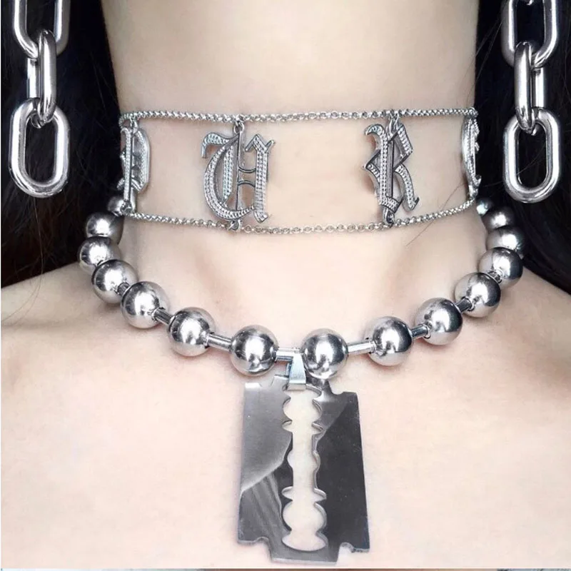 Ожерелье-чокер унисекс для мужчин и женщин из нержавеющей стали в стиле панк, готика, стимпанк, металлические цепочки, ожерелье, предложение на заказ