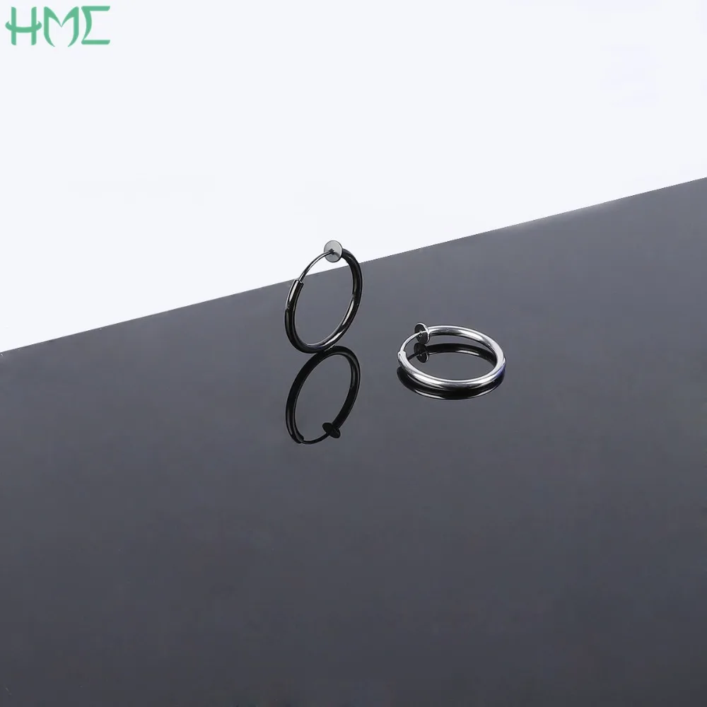 

2pcs Titanium Stainless Steel NO Piercing Hole Ear Clip Septum Ring Round Earrings for Women Men Male Punk Painless Hoop Brincos