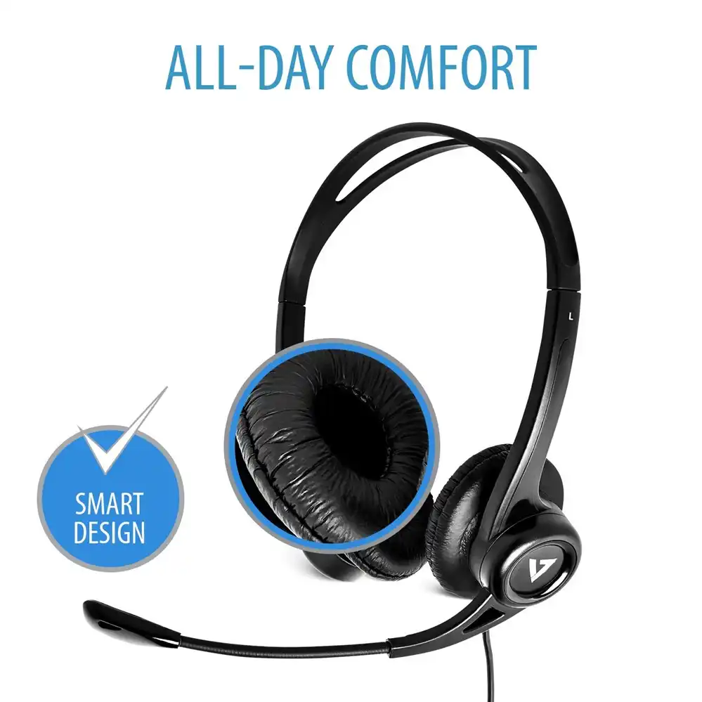v7 essentials usb stereo headset with microphone