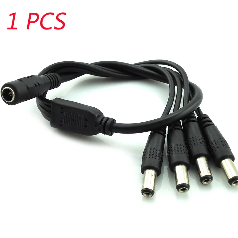 

1 Female to 4 Male 4 way DC Power jack Adapter Splitter Plug Cable Connector 12V Supply for CCTV Camera led strip 5.5mm*2.1mm