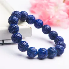 14 мм настоящий темно-синий натуральный Лазурит, драгоценный камень кристалл стрейч браслет из круглых бусин