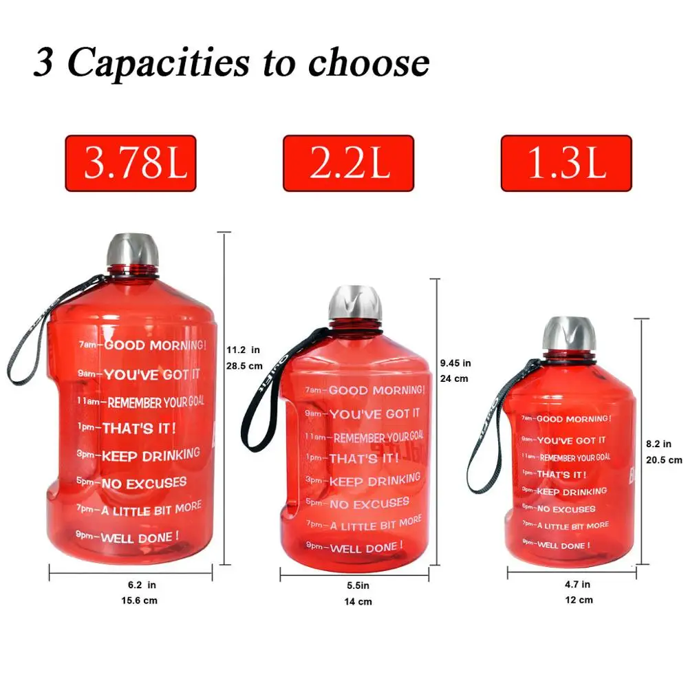 Quifit 128 унций 64 унции 32 1 галлон BPA бесплатно пластиковая большая бутылка для воды