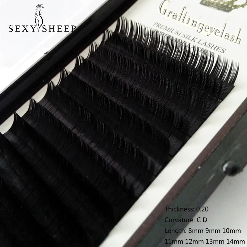 

SEXYSHEEP 12rows/case 8~14mm mix premium natural synthetic mink individual eyelash extension makeup maquiagem cilios