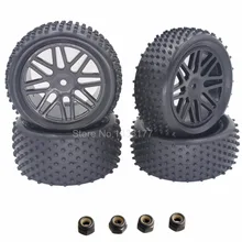 4 unids rc 1/10 buggy ruedas y neumáticos 12mm hexagonal para fuera de carretera rc coche hsp hpi neumático