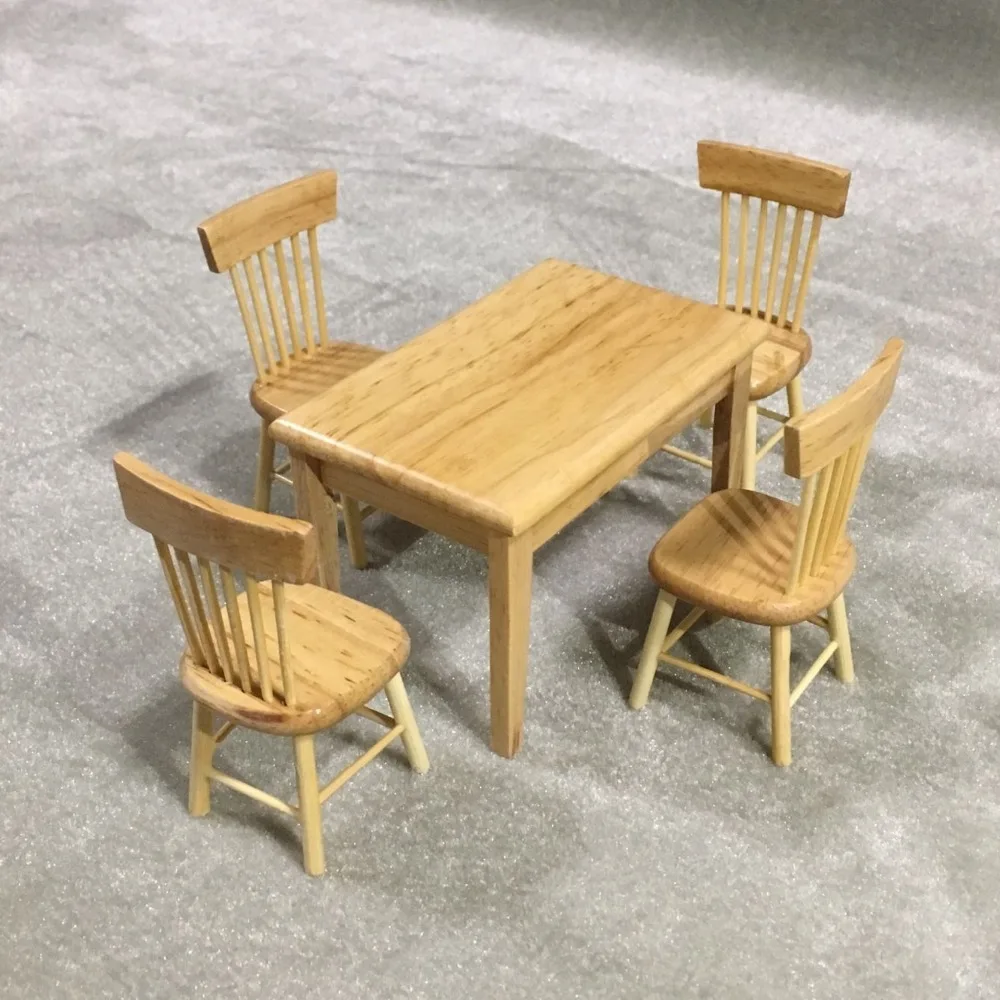 Dollhouse Miniature 112 Miniature Wooden Dining Chair Table Furniture