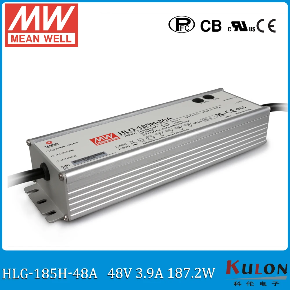 

Original MEAN WELL HLG-185H-48A 185W 3.9A 48V meanwell adjustable Power Supply IP65 waterproof led driver with PFC function