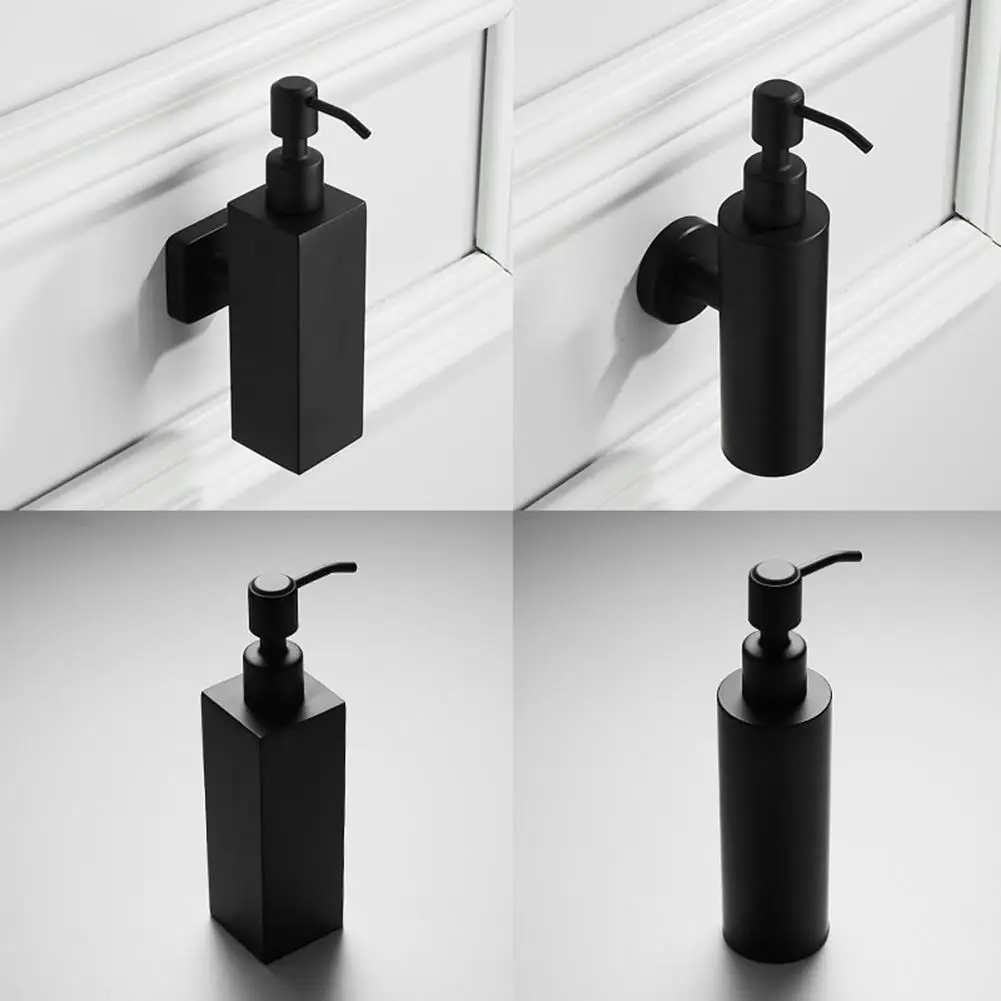Billige 200ml Wand Montiert Pumpen Edelstahl Lotion Pumpe Hause Bad Schwarz Beschichtet Boston Runde Seife Dispenser Bad Versorgung