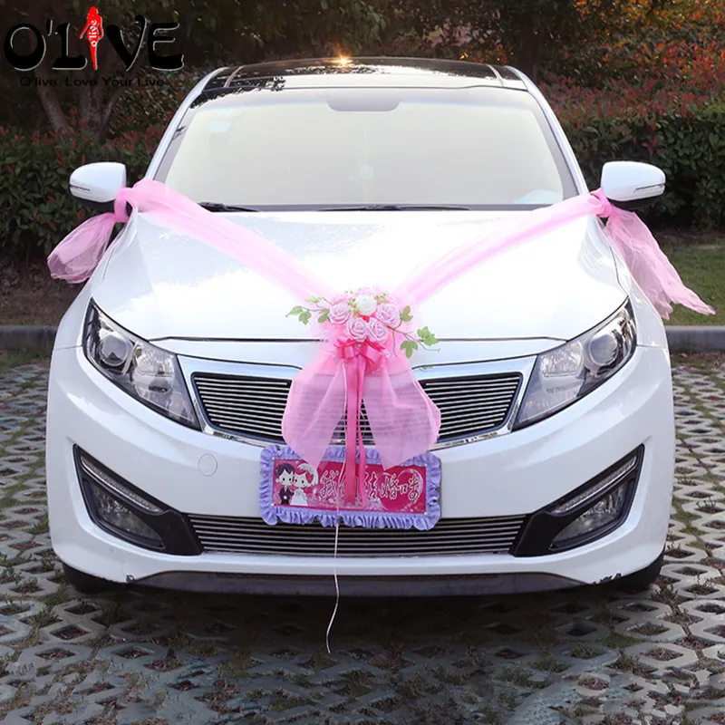 Decoraciones De Coches Boda Compra Lotes Baratos Flores Artificiales Guirnalda Decoración De La Boda Del Coche Espuma Roses Decorativo Tul