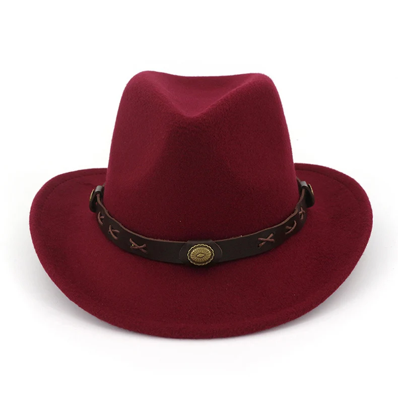 High quality Unisex Cowboy Sun protection visor Prairie style horse riding Felt hat men's Jazz hat Wide-brimmed hat
