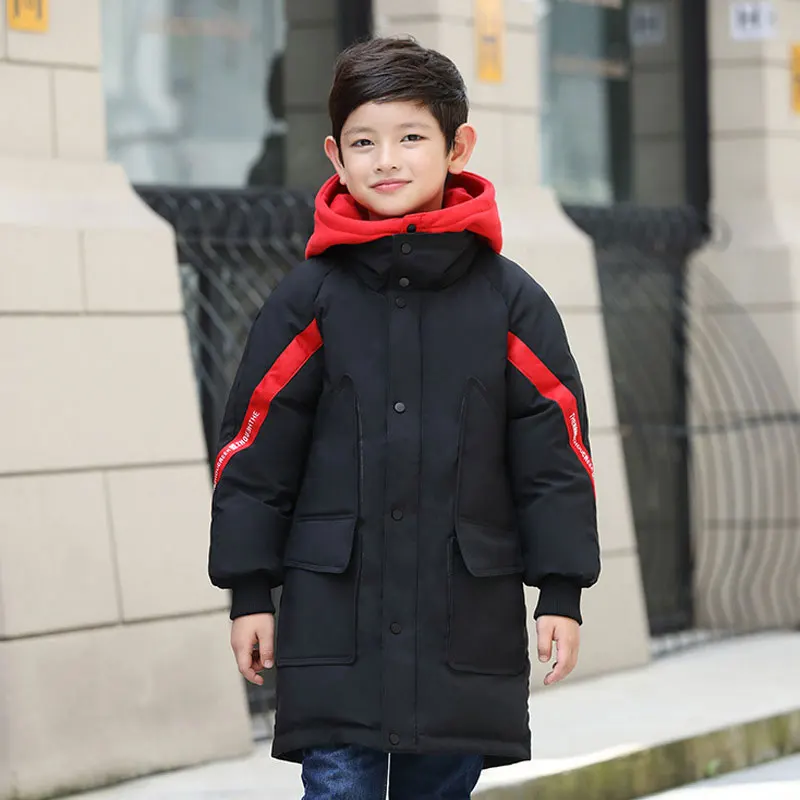 

Pure Color Children'S Down Jacket Medium And Long Section Boys Winter Coat Boy Down Jacket Button Clothes For Boys Free Shipping
