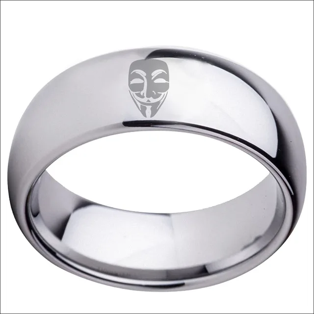 8mm Anonymous Guy Fawkes Mask Tungsten Carbide Ring Lord Of The 8mm Anonymous Guy Fawkes Mask Tungsten Carbide Ring Lord Of The Rings Domed Wedding Bands Size