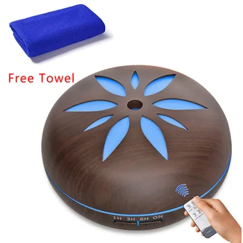 

550ML Essential Oil Aroma Diffuser Aromatherapy Air Humidifier With Wood Grian Remote Control 7 Color LED Lamp For Home Office