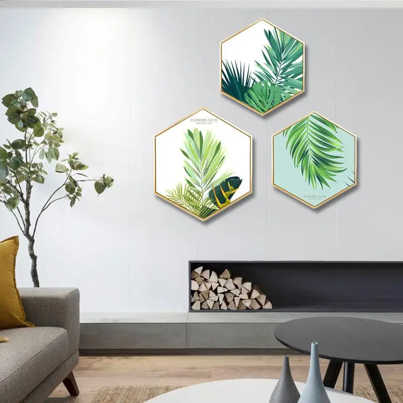 

Nordic fresh Green plant wall painting living room background wall painting corridor mural Hotel decorative painting