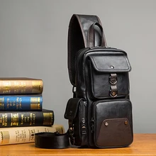 Модная нагрудная Мужская сумка из искусственной кожи Повседневная сумка на плечо Водонепроницаемая многофункциональная сумка 9852