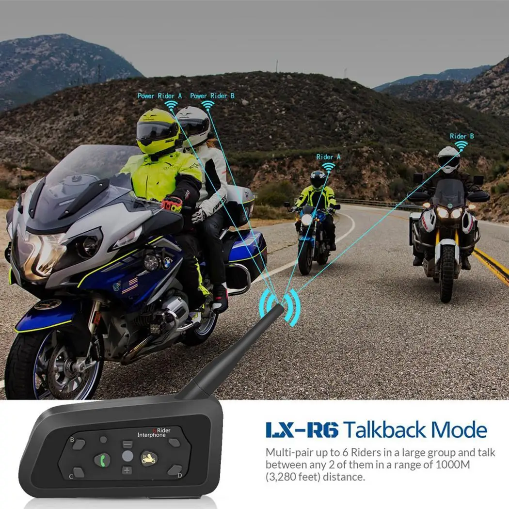2 шт. мотоциклетный Bluetooth шлем гарнитуры домофон для 6 всадников BT беспроводное