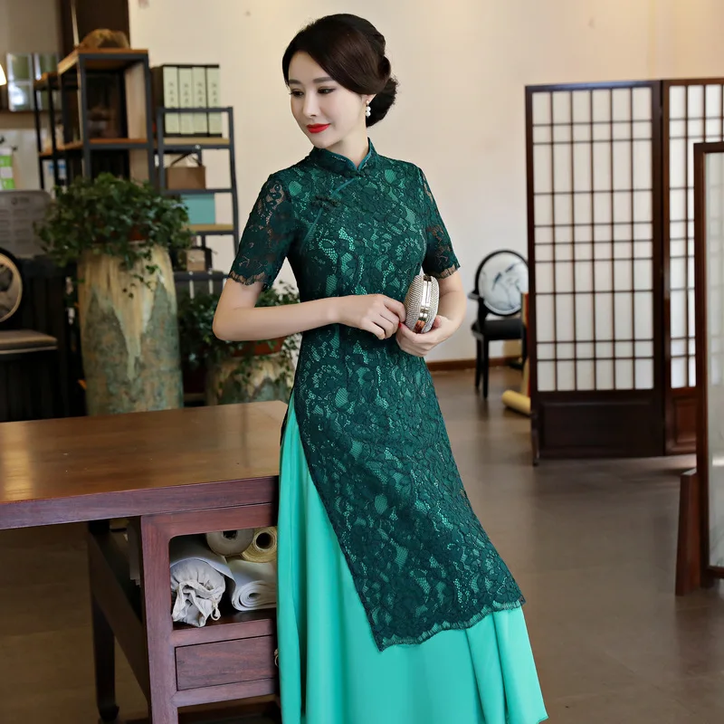 Большие размеры Вьетнам аозай Азии одежда традиции Qipao платье для женщин